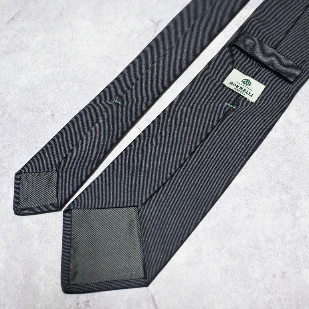 Luigi Borrelli Solid Gray Silk Necktie - image 6