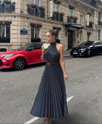 string halter dress Elyna Slinky Halter Maxi Dress / Navy | MESHKI