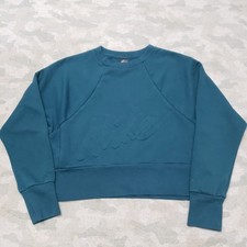 Nike Crop Sweatshirt Womens XS Green Dri-Fit Pullover Long Sleeve Embossed