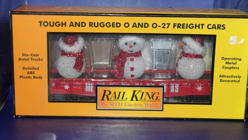 MTH RailKing 30-72210 O Navidad Rojo Góndola Coche Muñeco de Nieve Iluminado Nuevo en Caja | Zustand: New