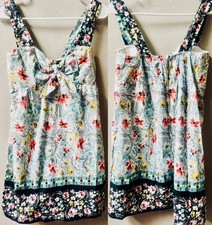 VINTAGE Y2K ALYX PAIGE COTTON FLORAL COLOR BLOCK SUN DRESS JUNIOR SIZE 13/14