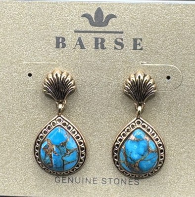 Barse Sanibel Teardrop Post Earrings-Turquoise & Bronze- NWT