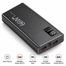 40000mAh Power Bank 66W Charging Portable External Battery Backup For Cell Phone