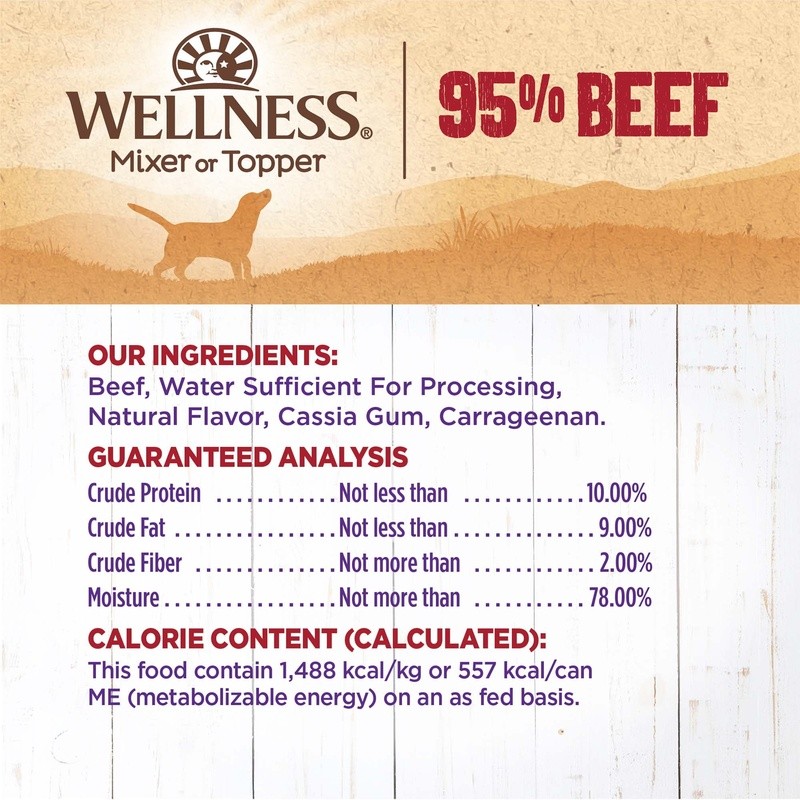 95% Beef Grain Free Wet Canned Dog Food Natural Mixer Topper 13.2oz Pack of 12