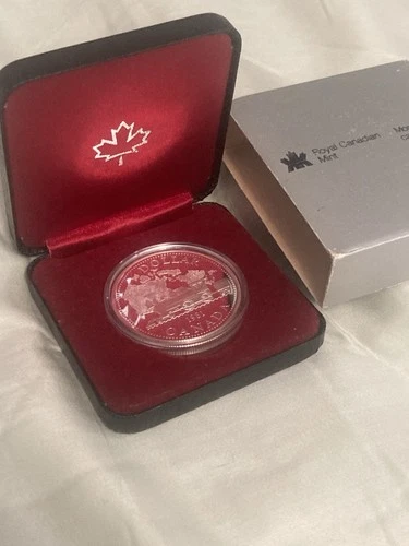 1981 Canadian silver proof $1 trans-Canada railroad 50% .375 Troy Ounce