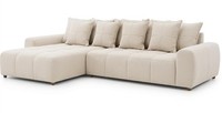 Modernes Beiges L-FöRmiges Ecksofa Stoffsofa Mit Kissen Wohnzimmer