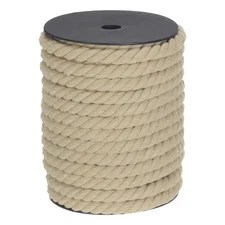 Cotton Rope 3 Strand Twisted Braided Rope Cord, light Brown 23m 10mm