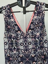 Vince Camuto Sleeveless Fit To Flare Womens Dress Size 12 Blue Pink With Pockets