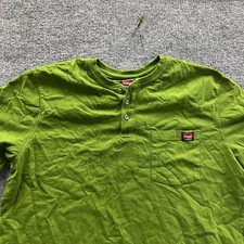 Wrangler Henley Mens Size XL Green Short Sleeve Workwear Pocket Casual Shirt