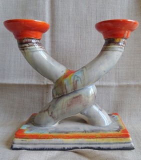 Kerzenleuchter Kerzenständer Art Deco Keramik Höhe 20 cm