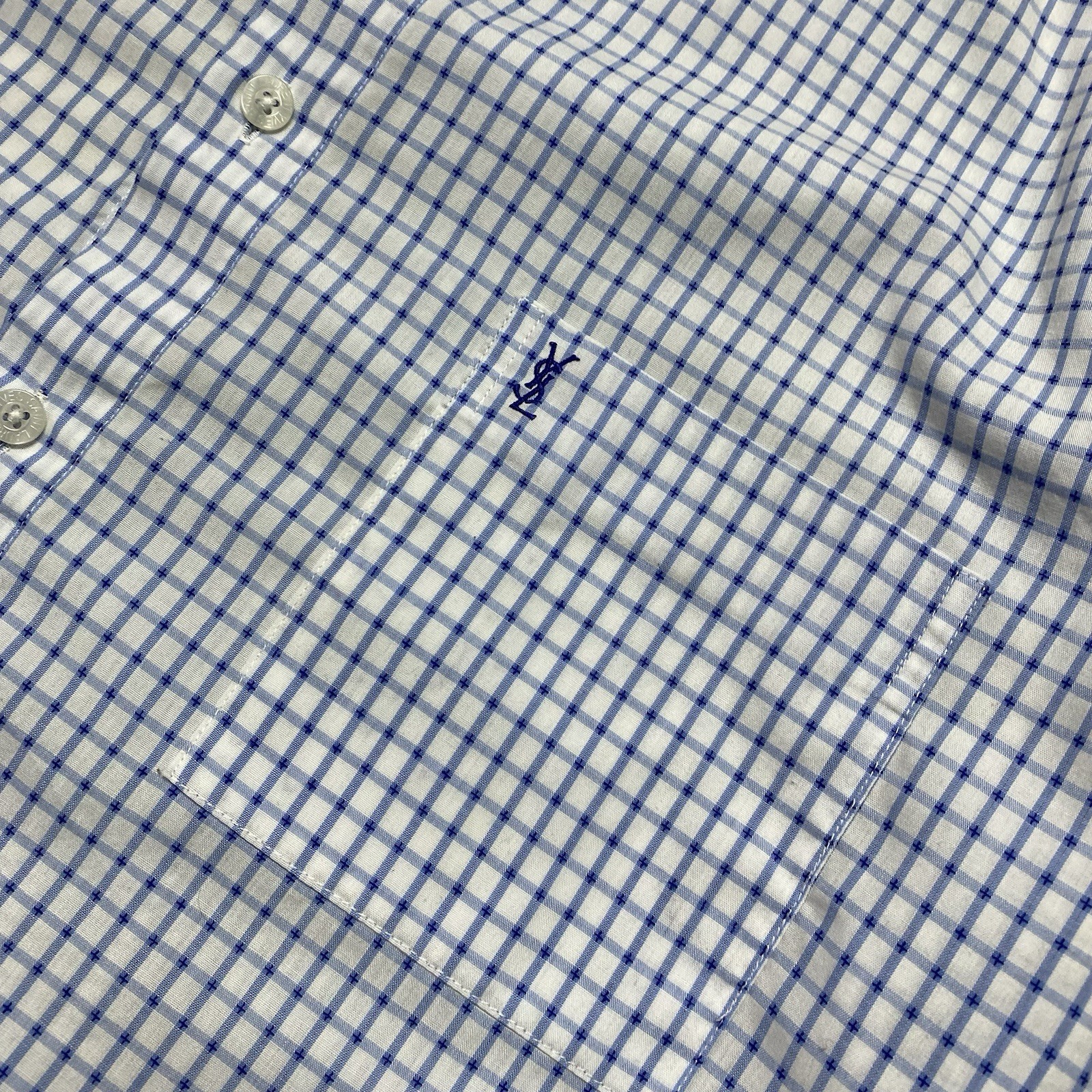 Camicia bianca di lusso vintage Yves Saint Laurent piccolo logo taglia L