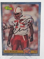 1993 Classic ROOKIE Will Shields #13 Kansas City Chiefs Signed Autographed Card