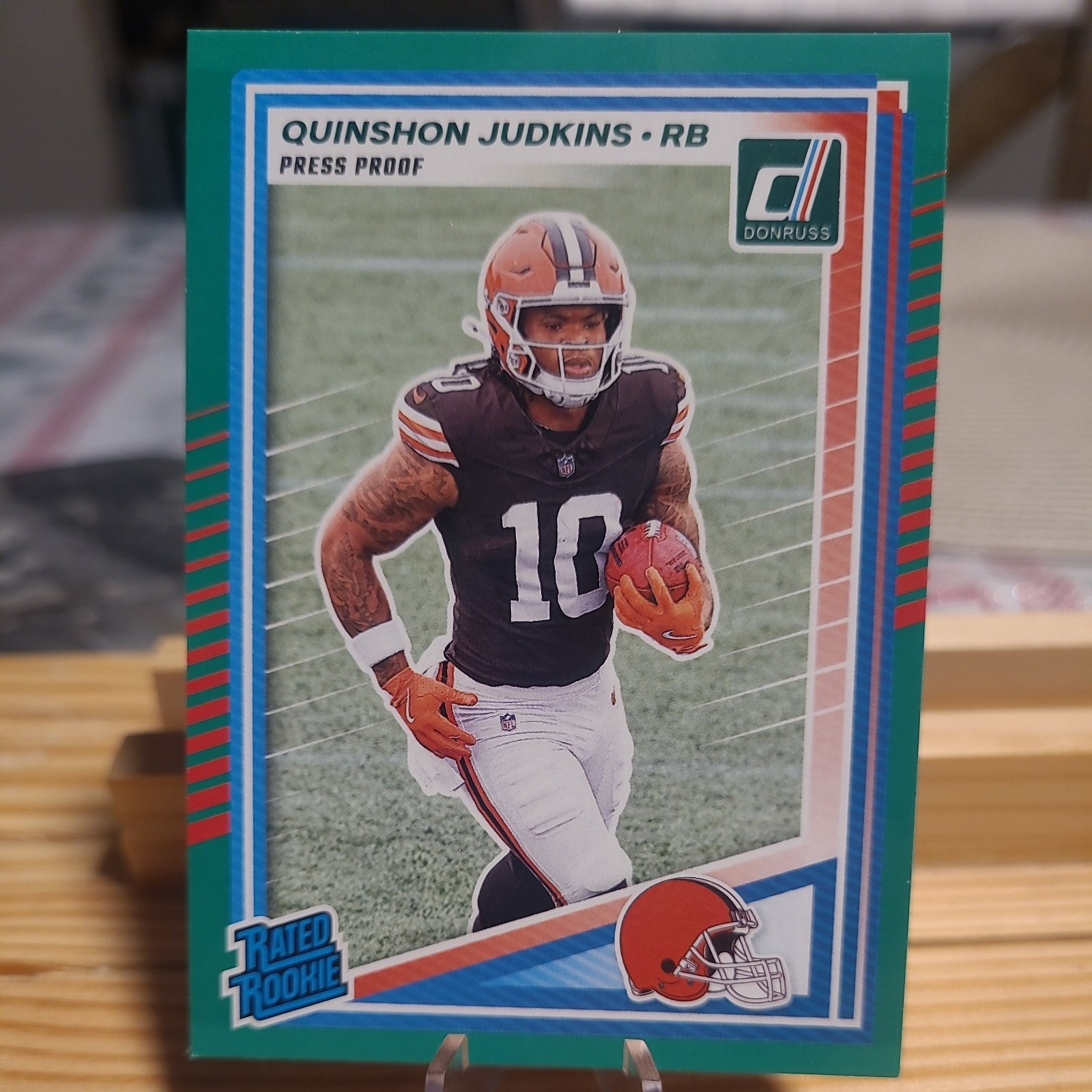 2025 Panini Donruss - Rated Rookie Quinshon Judkins #330 Press Proof Green (RC)