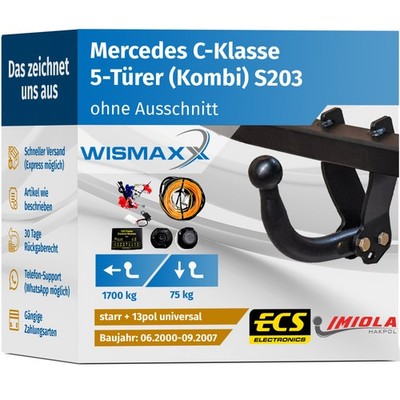 ANHÄNGERKUPPLUNG starr passt für C-Klasse W203 Kombi 00-07 +13polig E-Satz ABE