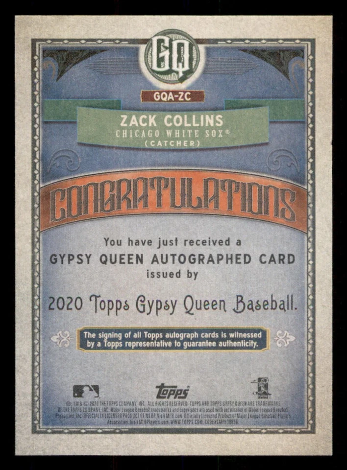 2020 Topps Gypsy Queen AUTO #GQAZC Zack Collins - Image 2 of 2