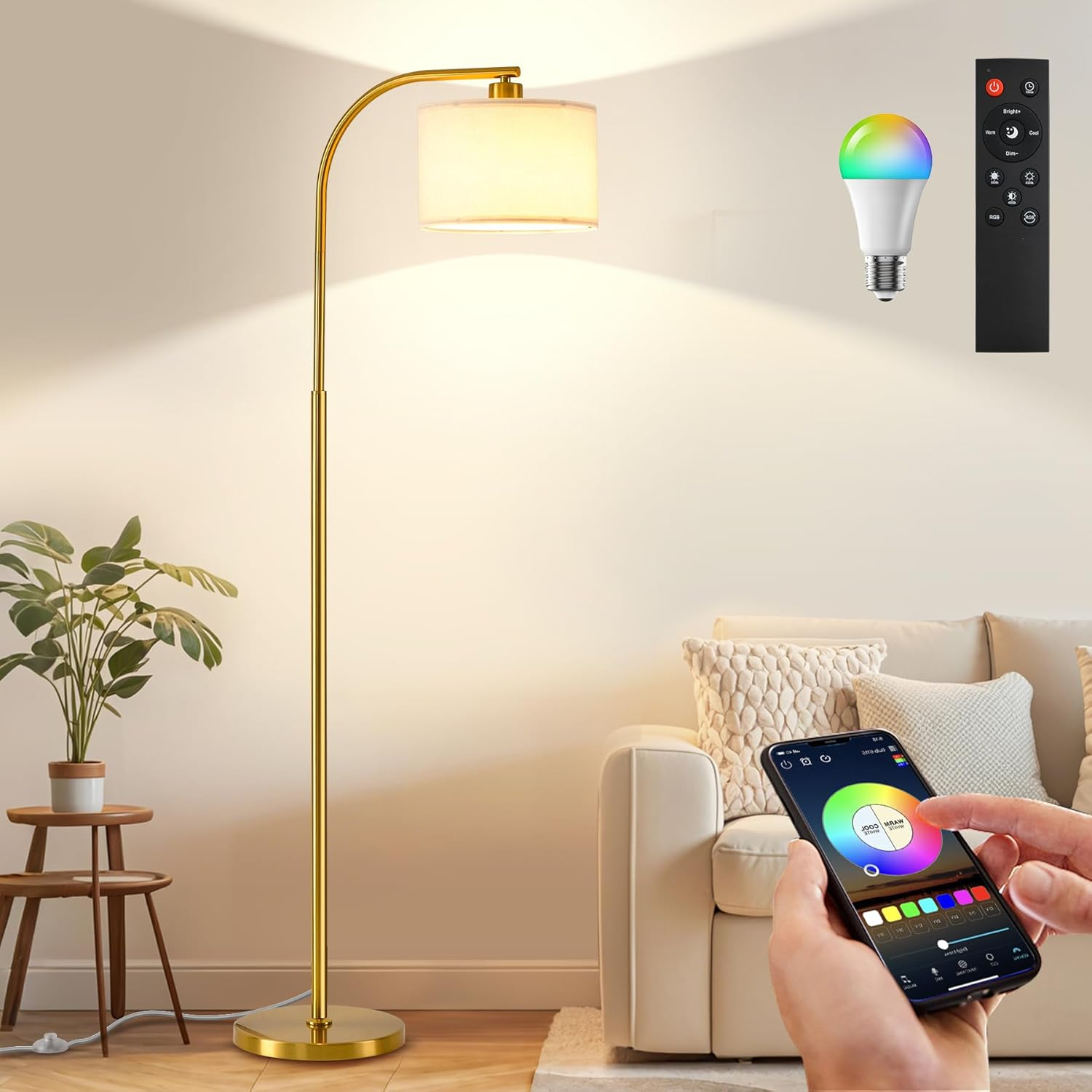 Modern Dimmable Floor Lamp for Living Room with Remote Control-image
