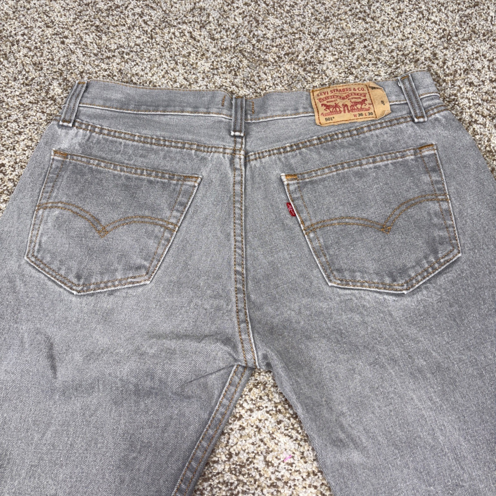 Levis Strauss 501 36x30 Fits 34 X 28 Button Fly Denim Cotton Jeans Gray - View 14