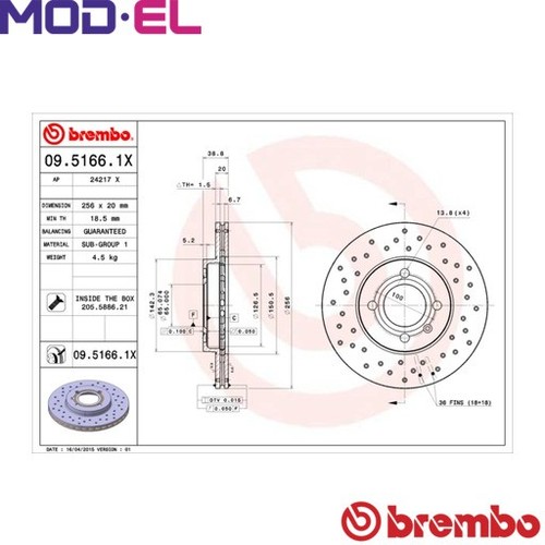 2x DISQUE DE FREIN 09.5166.1X POUR SEAT TOLEDO IBIZA/II CORDOBA/Vario INCA AROSA VW