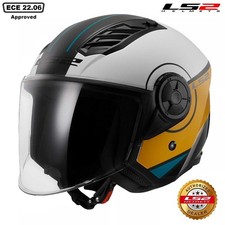 OPEN FACE MOTORBIKE HELMET LS2 OF616 AIRFLOW II Ece22.06 COVER MATT WHITE BROWN