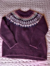 TOAST Soft and Lofty Jacquard Yoke Plum/Multi Sweater.  Medium. New with Tags