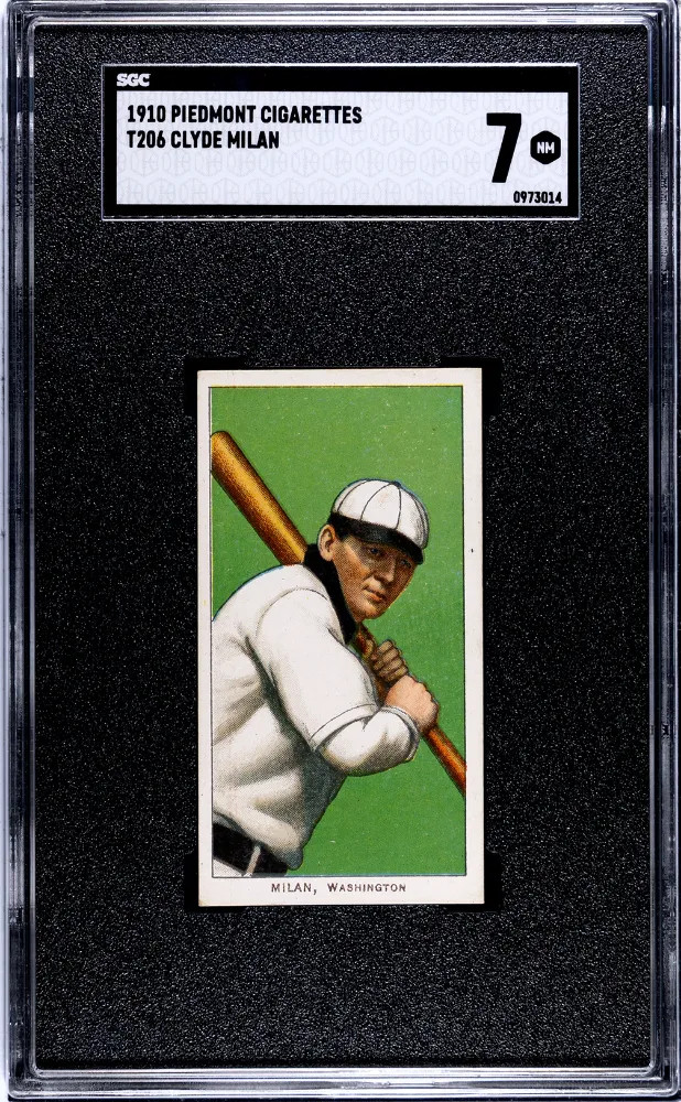 1910 Piedmont Cigarettes T206 Baseball Clyde Milan SGC 7