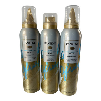 Pantene Dry Shampoo Foam (2) & Dry Conditioner Mist (1) Waterless New