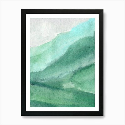 Aquarell der Berge 24 Kunstdruck gerahmt Wandbild Poster Leinwanddruck Bild