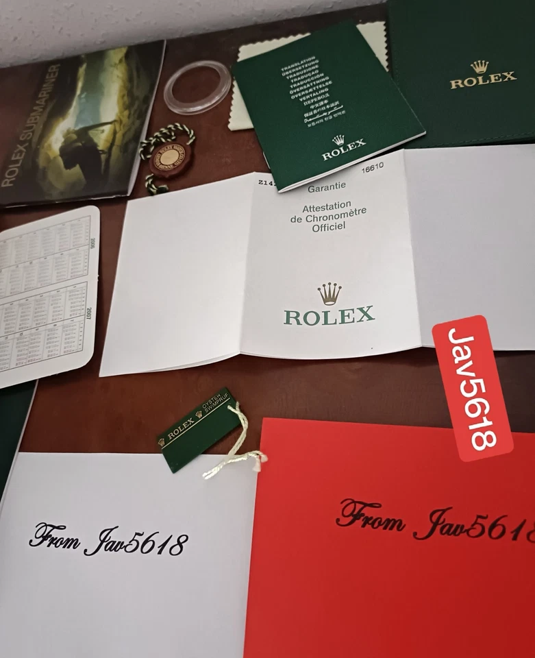 ROLEX SUBMARINER 16610LV GREEN BEZEL PAPERS, TAGS CARD ANNIVERSARY KERMIT - Image 3 of 4