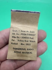 Vintage 1952 Bulova 10AK64 No:FO36-7198027 NOS Watch Luminescent 1 Hour Hand