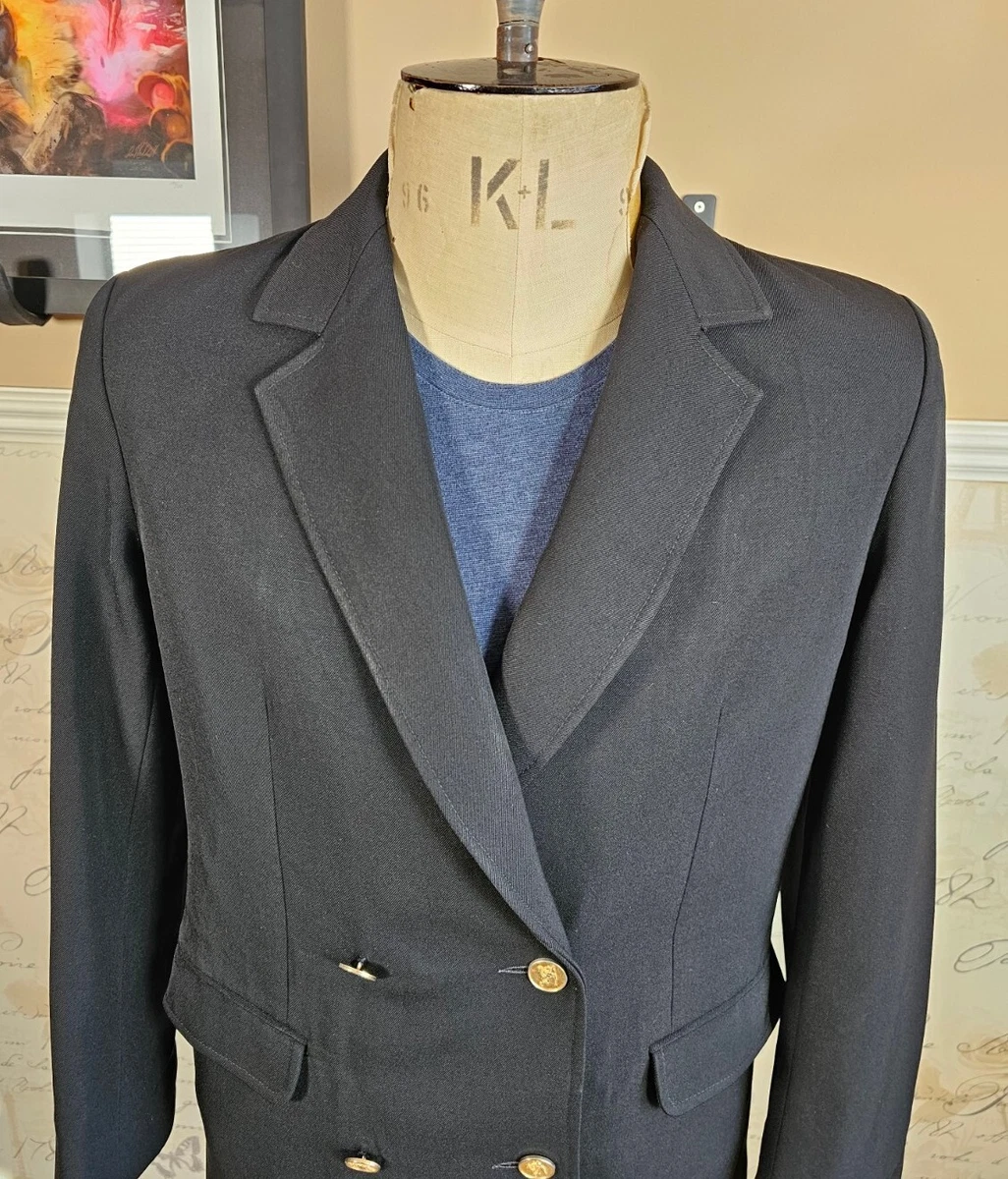 Blazer Burberry vintage para mujer Reino Unido 10-12 doble botonadura lana chaqueta negra