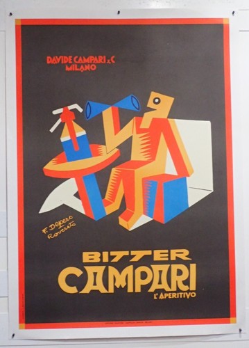 BITTER CAMPARI L'APERITIVO MANIFESTO AFFICHES DEPERO FUTURISMO TELATO