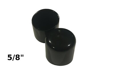 5/8'' .625 inch Round Black Vinyl Plastic Tube Tip End Cap (2,4,10,20,50,100)