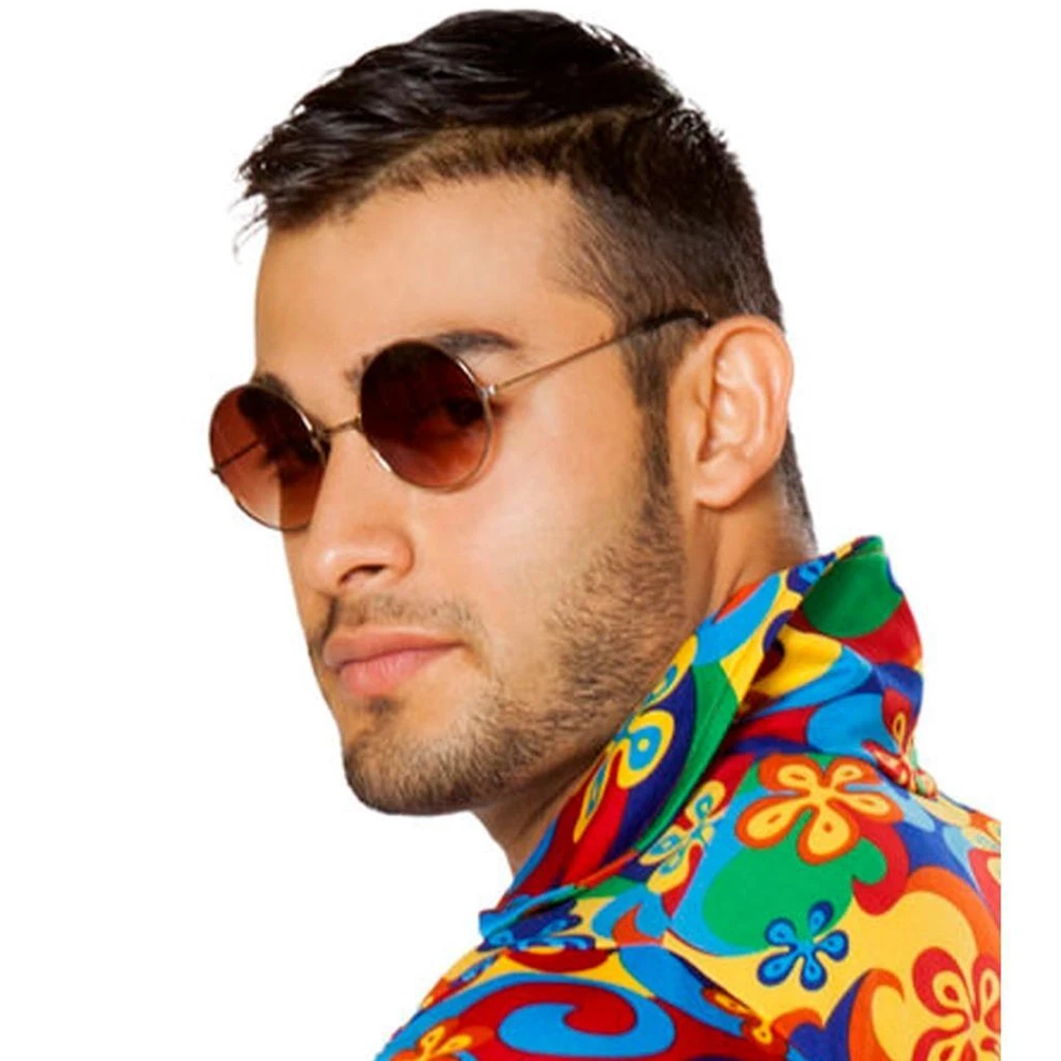 Gafas Hippie Retro Círculo Redondo Marco Dorado Lentes Colores Años 70 Disfraz G105 Foto 3 de 4