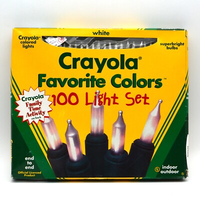Crayola Favorite Colors 100 Light Set WHITE Vintage Christmas