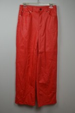 Urban Outfitters Neon Orange Wide-Leg Faux Leather Pant   Size: 28