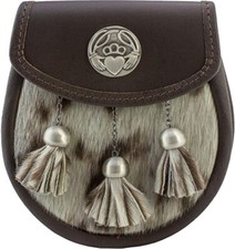 Semi Dress Brown Leather Sporran With Matte Finish Irish Claddagh Targe Mount