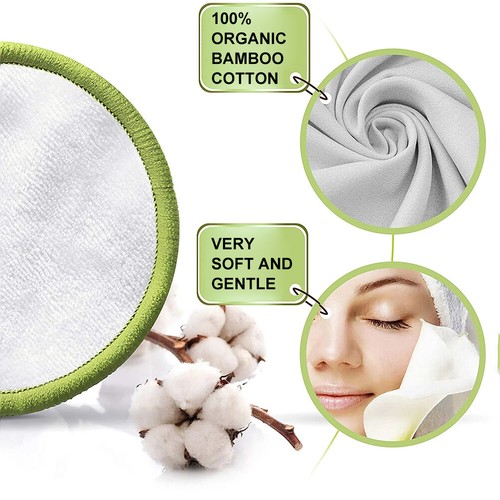 20 Pcs Reusable Makeup Remover Pads Bamboo Washable Cotton Rounds with