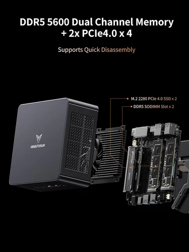 Minisforum UM880 Pro Mini PC AMD Ryzen 7 8845HS Barebone Support Oculink - Picture 4 of 11