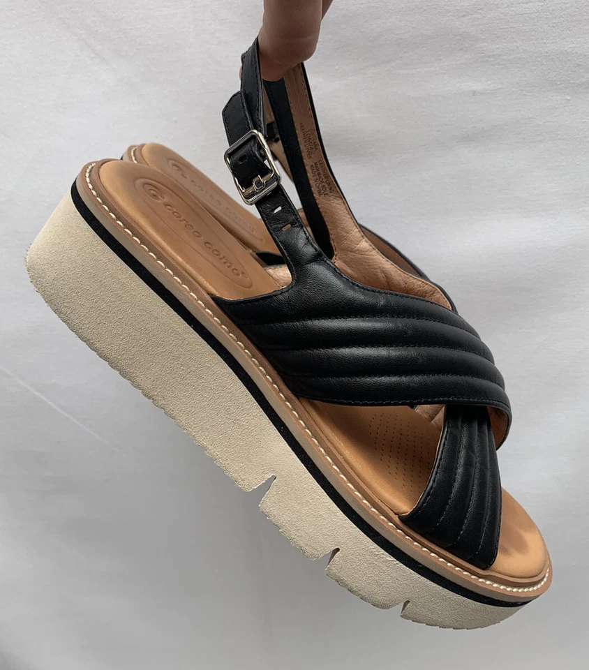 Sandália plataforma Corso Como 10M couro preto - Imagem 4 de 4