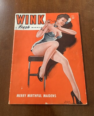 Wink Magazine August 1947 Vol 4 #1 VG++ Condition Peter Driben Cover Spicy Pulp