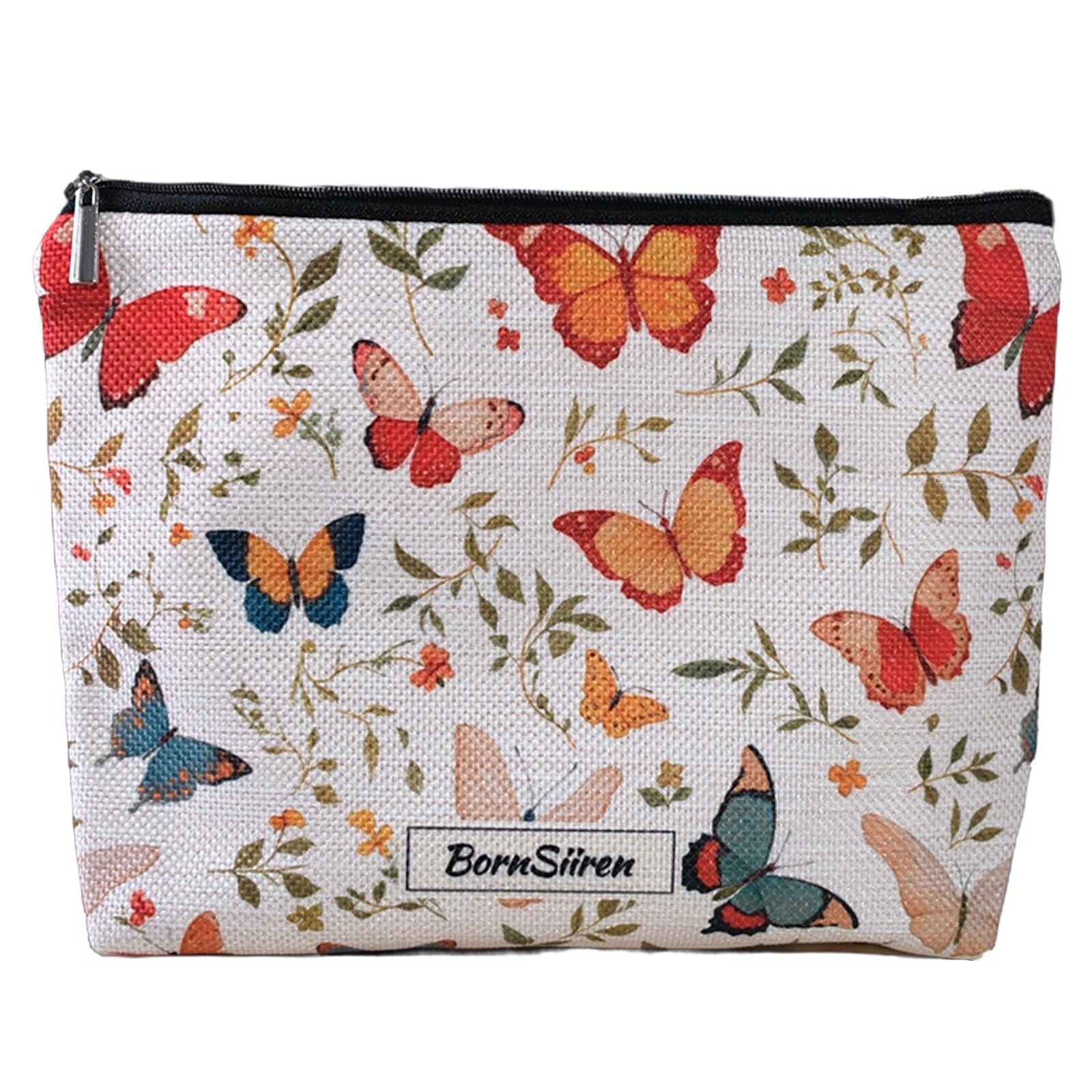 Colorful Butterfly Makeup Bag for Women Coquette Aesthetic Toile Cosmetic Case-image