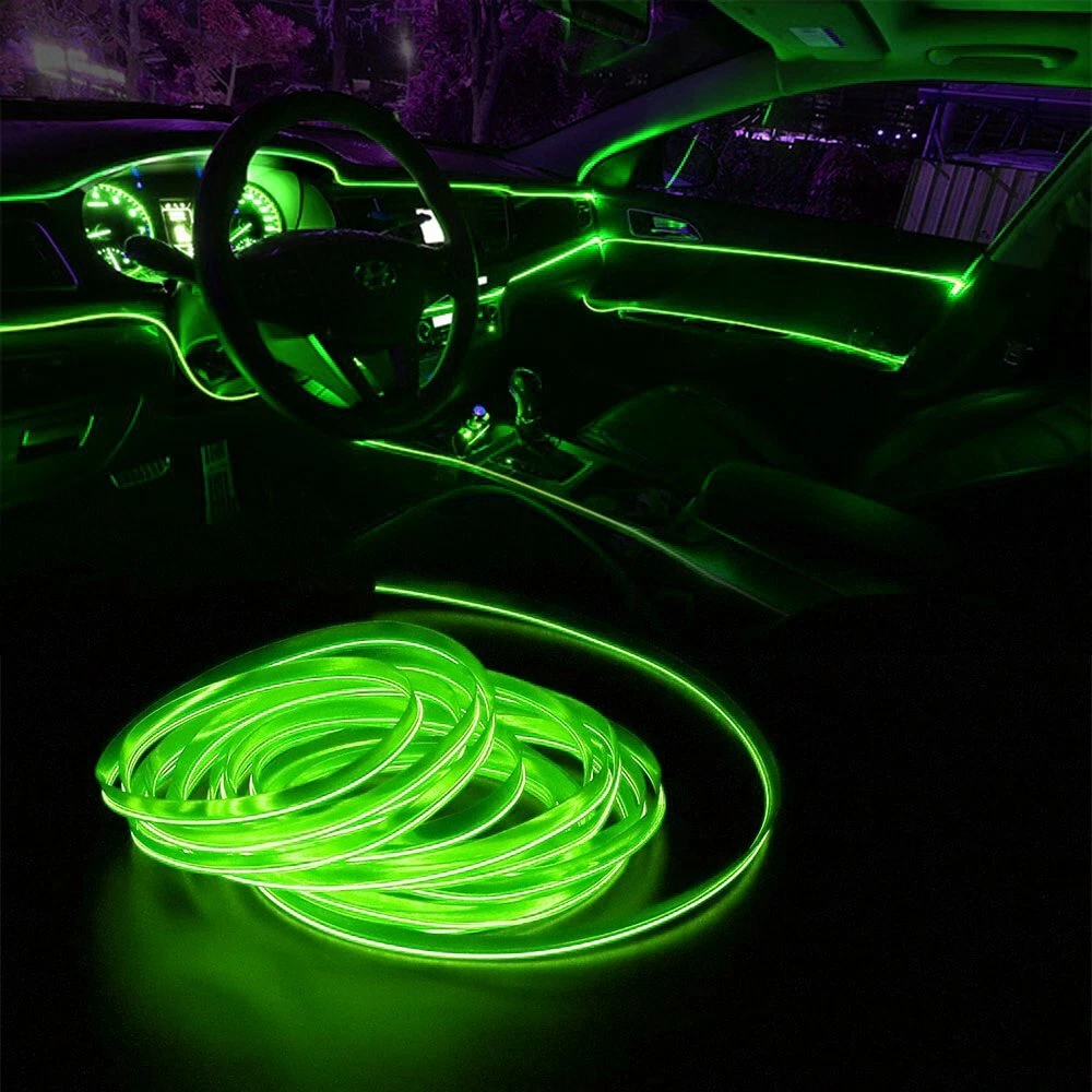 2m Green LED Car Interior Decorative Atmosphere Wire Strip Light  Accessories EOE