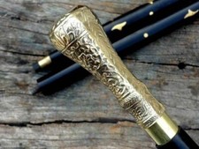 Antique Vintage Brass Handle Head Walking Stick Cane Wooden Victorian Cane