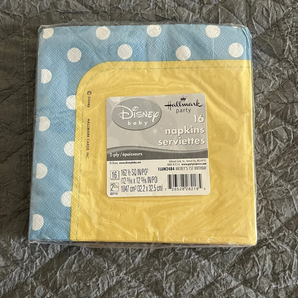 НОВЫЕ 2010 Hallmark вечеринки Disney Baby Mickey Mouse 1-й день рождения салфетки - 32 всего - Изображение 3 из 3