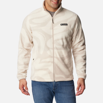 COLUMBIA MEN'S STONE IVORY SNOWDRIFTS PRINT FLEECE ZIP JACKET Sz