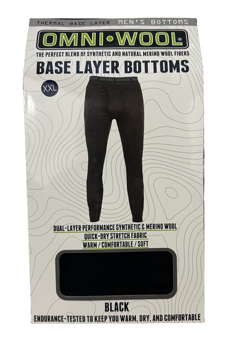 Omni Wool Men's Size XXL Black Base Layer Bottoms Pants Omniwool