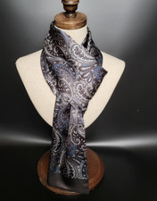 100 Silk Satin Scarf men women neckerchief Wrap Paisley gray coffee QS175-24