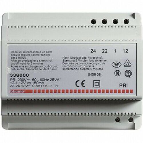 BTICINO 336000 Alimentatore per impianti 8 fili plurifamiliari intercomunicanti