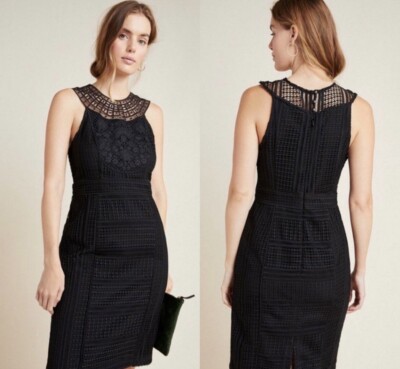 Anthropologie Dylan Lace Mini Dress Black 16 NEW $220