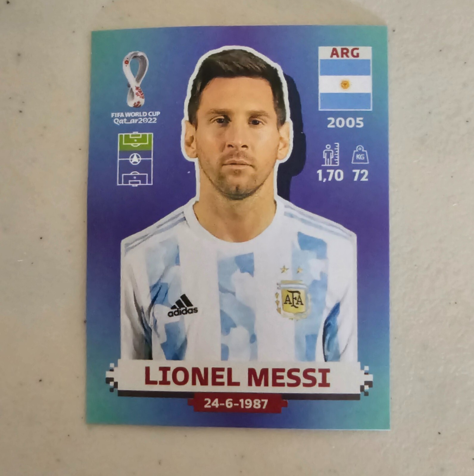Messi Sticker, Qatar 2022 LATAM VERSION (Impreso en Brasil)